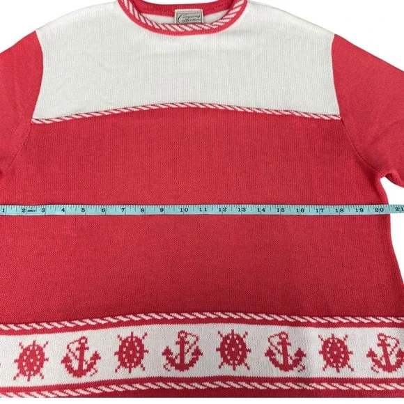Vintage Company Collection Pink Nautical Anchors‎ & Ships Wheel Knit Top Size XL - Picture 7 of 9